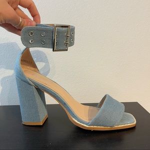 Denim sandal heels